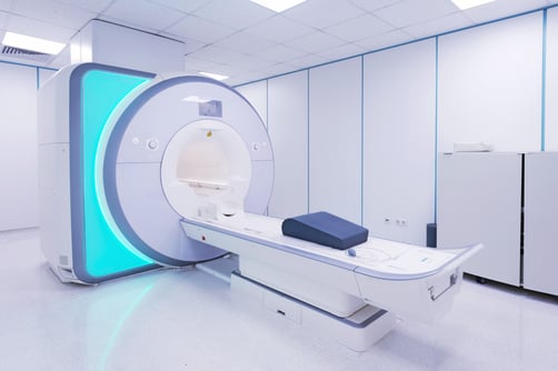 An MRI machine sitting atop pneumatic isolators