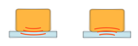 Two vibrating blocks demonstrating the difference between source and recipient excitation.
